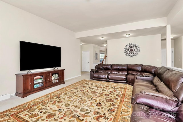 7925 Woodmere Dr, Harrisburg, NC 28075 - living area with baseboards and light colored carpet