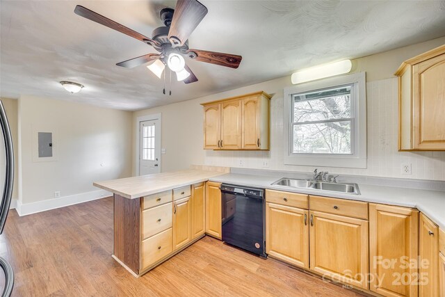 113 Hemphill Ave, Chester, SC 29706 - kitchen featuring dishwasher, a sink, a peninsula, and light brown cabinetry