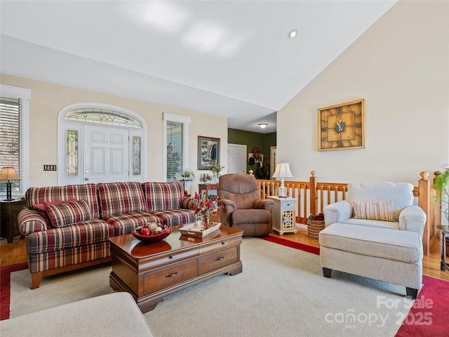288 Hawks Point Dr, Zirconia, NC 28790 - living room with high vaulted ceiling and recessed lighting