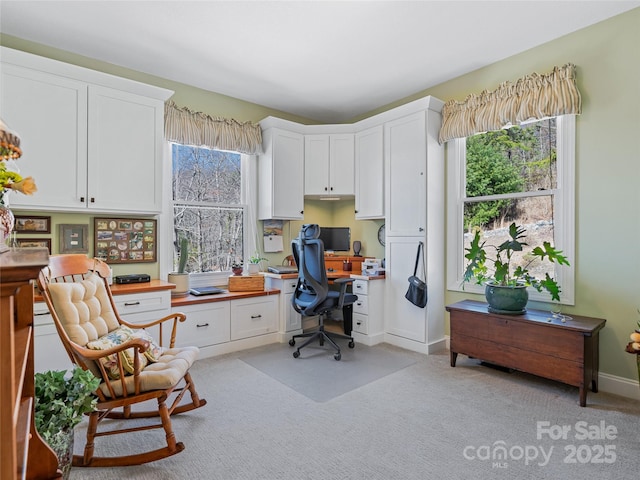 288 Hawks Point Dr, Zirconia, NC 28790 - office with built in desk, light carpet, and a wealth of natural light