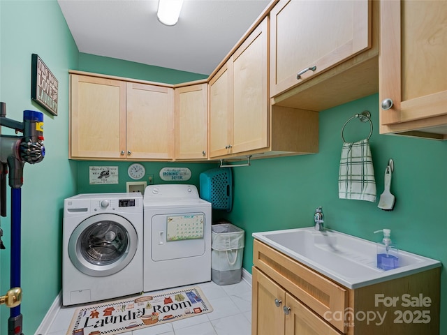 288 Hawks Point Dr, Zirconia, NC 28790 - laundry area with baseboards, cabinet space, washer and dryer, and light tile patterned floors