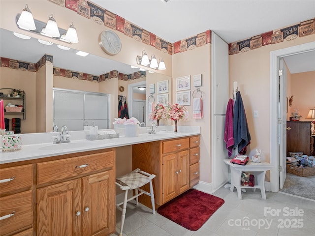 288 Hawks Point Dr, Zirconia, NC 28790 - full bath with a stall shower, double vanity, and a sink