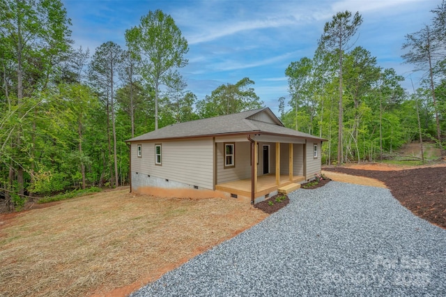 371 Amber Oaks Dr, Rutherfordton, NC 28139 - view of side of property with crawl space, covered porch, and a shingled roof