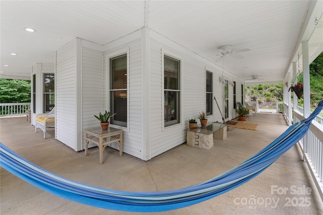 109 Paradise Cir, Clyde, NC 28721 - covered porch featuring a ceiling fan