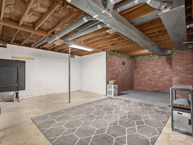 view of unfinished basement