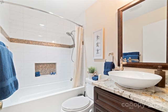552 Odell School Rd, Concord, NC 28027 - full bathroom featuring shower / bath combo with shower curtain, vanity, and toilet