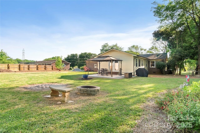 552 Odell School Rd, Concord, NC 28027 - view of yard with a gazebo, a fire pit, and a patio