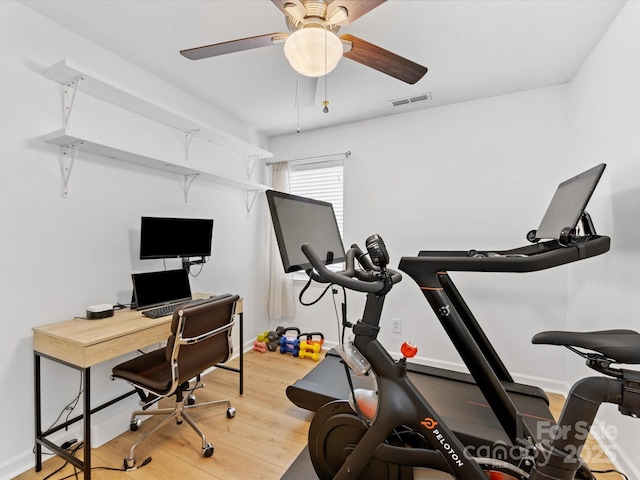 2214 Olde Chantilly Ct, Charlotte, NC 28205 - exercise room with wood finished floors and ceiling fan