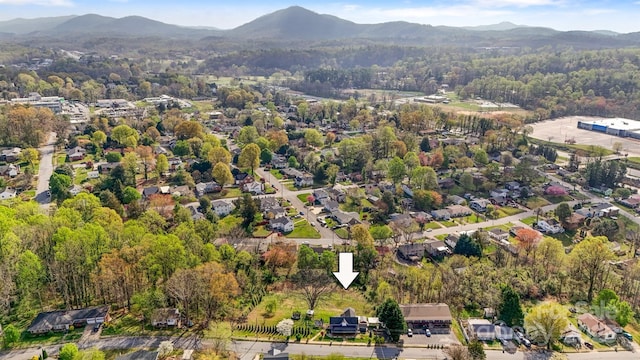 aerial view with a mountain view