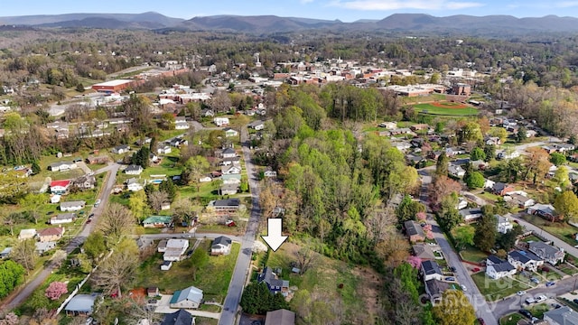 bird's eye view featuring a mountain view and a residential view