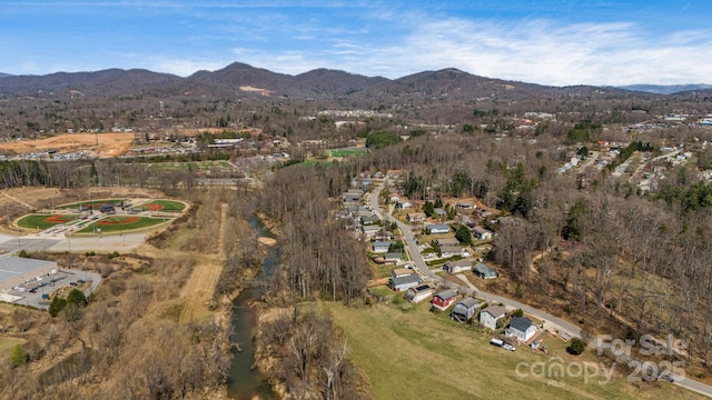 aerial view featuring a mountain view