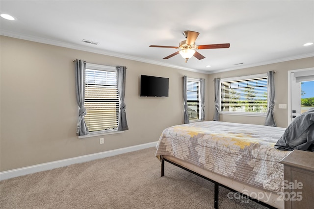10270 Lakeshore Dr, Lancaster, SC 29720 - bedroom featuring baseboards, ornamental molding, carpet flooring, and recessed lighting