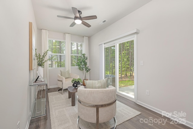 700 Sunset Pointe Dr, Salisbury, NC 28146 - living area featuring wood finished floors and ceiling fan