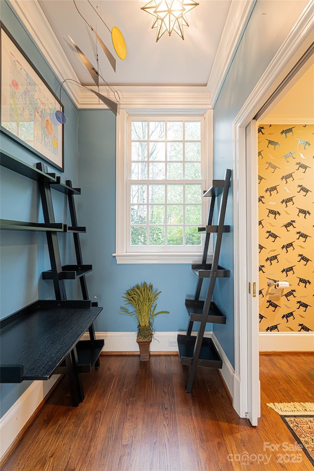 31 Busbee Rd, Asheville, NC 28803 - interior space with crown molding, baseboards, and wood finished floors