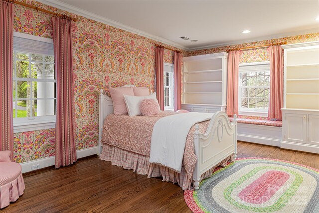 31 Busbee Rd, Asheville, NC 28803 - bedroom featuring baseboards, wallpapered walls, and wood finished floors