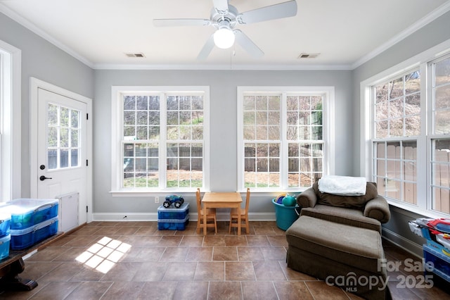 sunroom featuring visible vents
