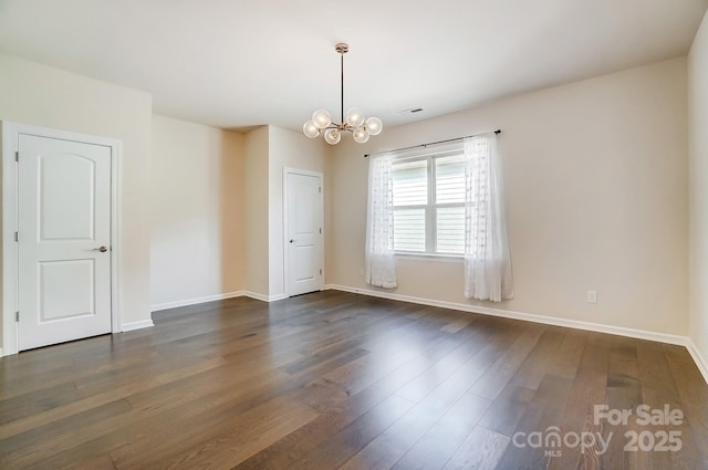 11144 Limehurst Pl, Charlotte, NC 28278 - spare room featuring a chandelier and dark wood finished floors