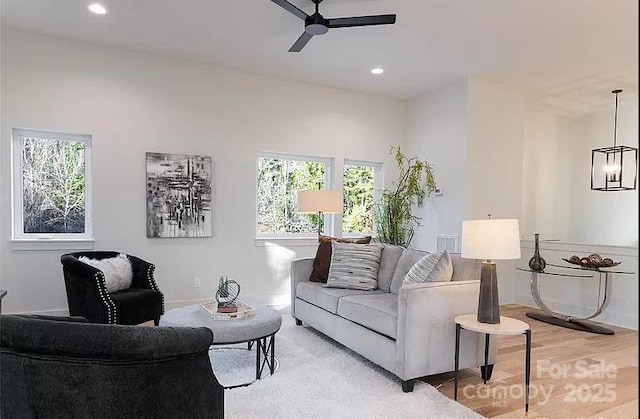 15 Macallan Ln Unit 21, Asheville, NC 28805 - living room featuring a wealth of natural light, ceiling fan, and recessed lighting