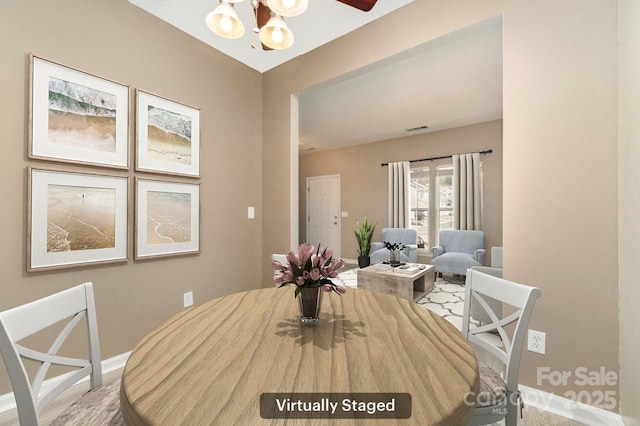 1720 Chamberside Dr, Rock Hill, SC 29730 - dining room featuring baseboards, visible vents, and an inviting chandelier