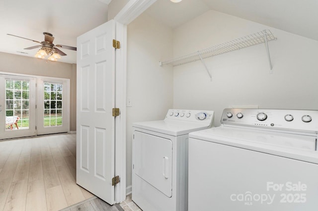 1720 Chamberside Dr, Rock Hill, SC 29730 - laundry area featuring ceiling fan, light wood-style flooring, laundry area, and washer and dryer