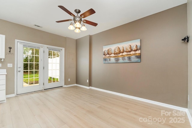 1720 Chamberside Dr, Rock Hill, SC 29730 - unfurnished room featuring baseboards, light wood-style floors, ceiling fan, and visible vents