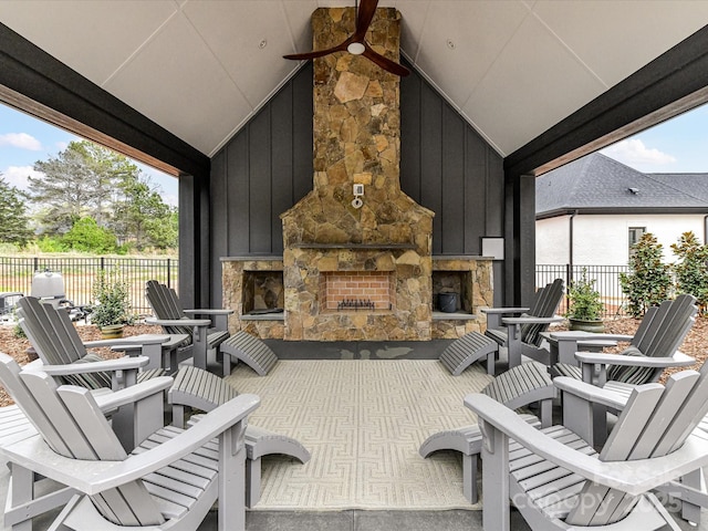 406 Sugar Maple Ln, Weddington, NC 28104 - view of patio / terrace featuring an outdoor stone fireplace and fence