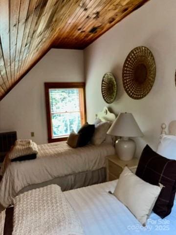 7810 Little Snowbird Rd, Robbinsville, NC 28771 - bedroom with wooden ceiling and vaulted ceiling