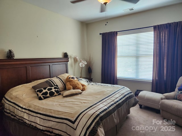 86614 Arrington Rd, Lancaster, SC 29720 - bedroom with visible vents, ceiling fan, and light carpet