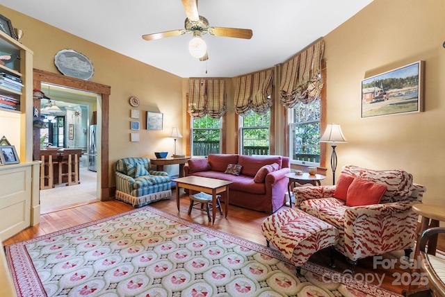156 Cumberland Ave, Asheville, NC 28801 - living area with wood finished floors and a ceiling fan