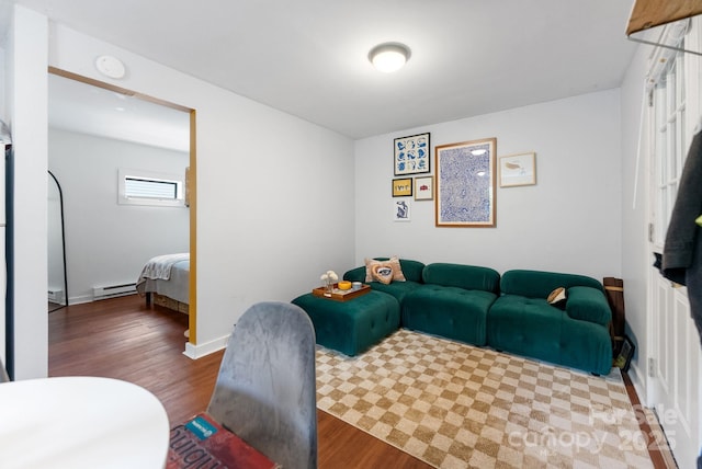 156 Cumberland Ave, Asheville, NC 28801 - living room featuring a baseboard heating unit and wood finished floors