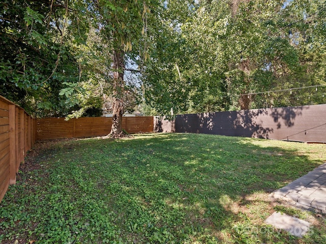 view of yard featuring a fenced backyard
