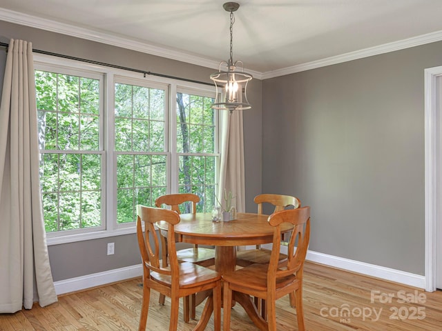 102 Galloway Dr, Asheville, NC 28803 - dining room with light wood-style floors, baseboards, crown molding, and a notable chandelier