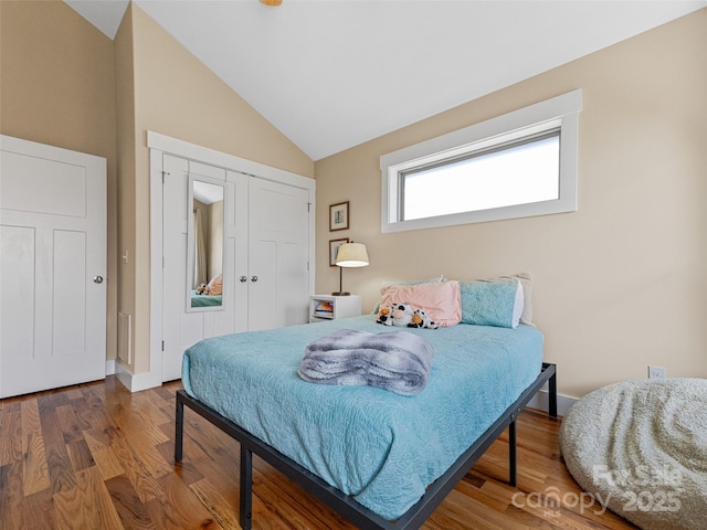 219 Westover Aly, Asheville, NC 28801 - bedroom featuring lofted ceiling and wood finished floors