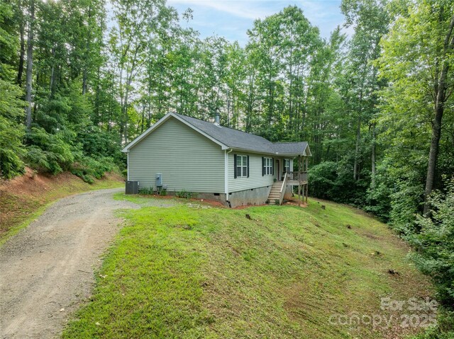 61 Evelyn Acres Dr, Asheville, NC 28806 - view of side of property with crawl space, driveway, stairs, a deck, and a yard