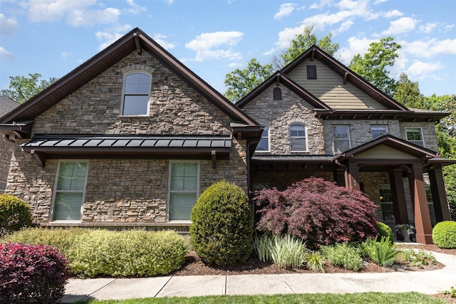 5706 Sardis Hall Ct, Charlotte, NC 28270 - view of front of home with a standing seam roof and stone siding