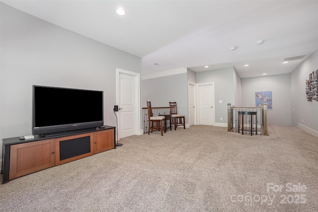 5706 Sardis Hall Ct, Charlotte, NC 28270 - living area with carpet floors, recessed lighting, and visible vents