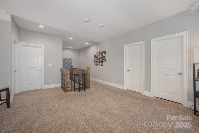 5706 Sardis Hall Ct, Charlotte, NC 28270 - interior space featuring recessed lighting, baseboards, an upstairs landing, and carpet