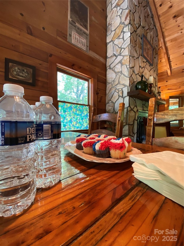 2245 Mckenzie Way N Unit 754, Old Fort, NC 28762 - bedroom with wood walls, wooden ceiling, and hardwood / wood-style floors