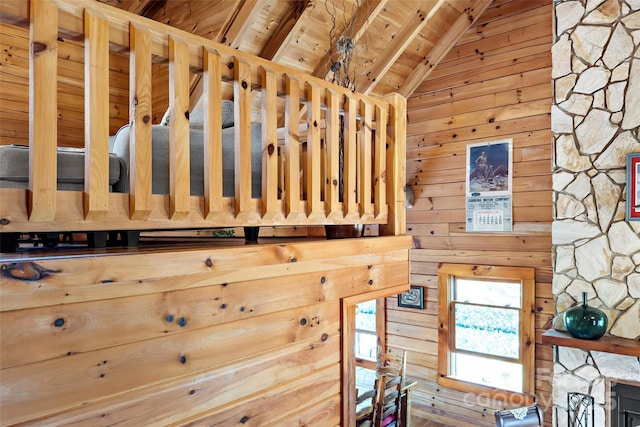 2245 Mckenzie Way N Unit 754, Old Fort, NC 28762 - detailed view of wood walls and a wooden ceiling with exposed beams