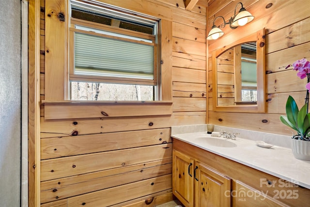 2245 Mckenzie Way N Unit 754, Old Fort, NC 28762 - bathroom with vanity and wooden walls