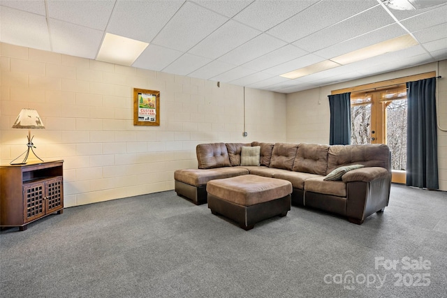 2245 Mckenzie Way N Unit 754, Old Fort, NC 28762 - living room featuring a paneled ceiling and concrete block wall