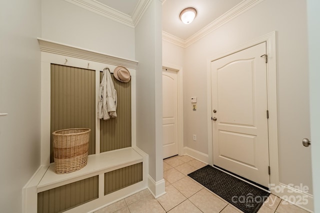 4599 Rustling Woods Dr, Denver, NC 28037 - mudroom with ornamental molding, light tile patterned flooring, and baseboards