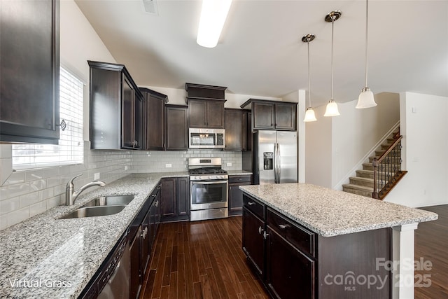 1929 Shorthorn St, Charlotte, NC 28213 - kitchen with visible vents, dark wood-style floors, a sink, and appliances with stainless steel finishes