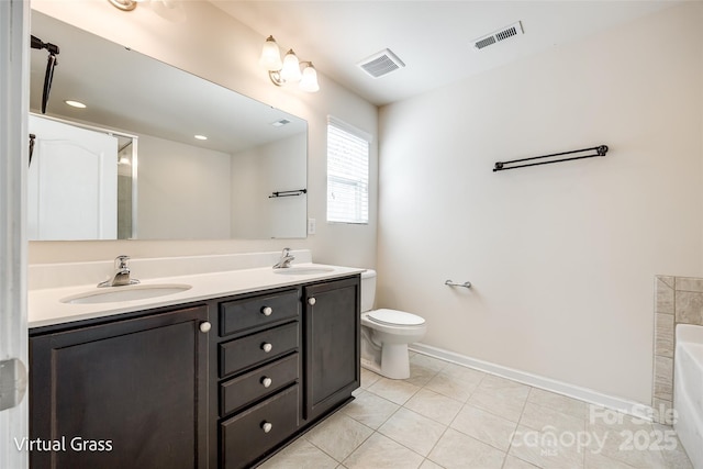 1929 Shorthorn St, Charlotte, NC 28213 - bathroom with a bath, visible vents, a sink, and tile patterned floors