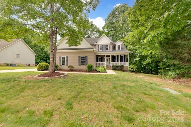 6414 Winding Creek Ln, Denver, NC 28037 - view of front of property with a porch, a front lawn, and central AC unit