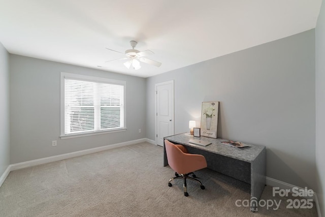 6414 Winding Creek Ln, Denver, NC 28037 - carpeted home office with baseboards and ceiling fan