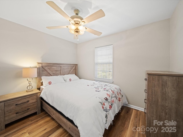 14802 Rolling Sky Dr, Charlotte, NC 28273 - bedroom with baseboards, wood finished floors, and a ceiling fan