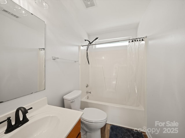 14802 Rolling Sky Dr, Charlotte, NC 28273 - full bathroom featuring toilet, vanity, shower / tub combo, and visible vents