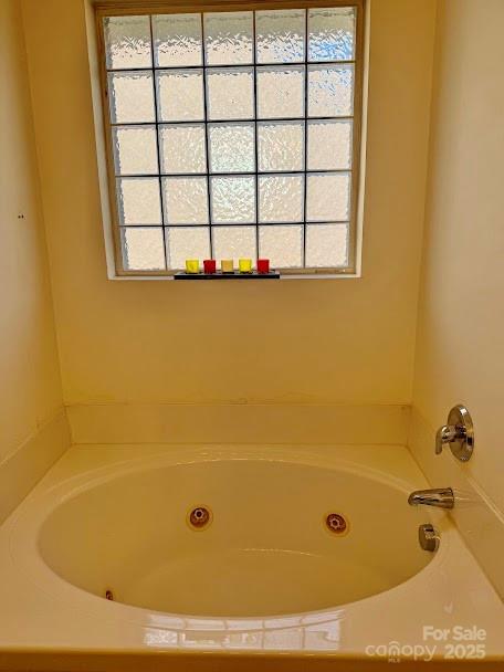 bathroom with a jetted tub and a wealth of natural light