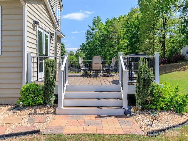 706 Springwood Dr Unit 14, Waxhaw, NC 28173 - wooden terrace with outdoor dining area